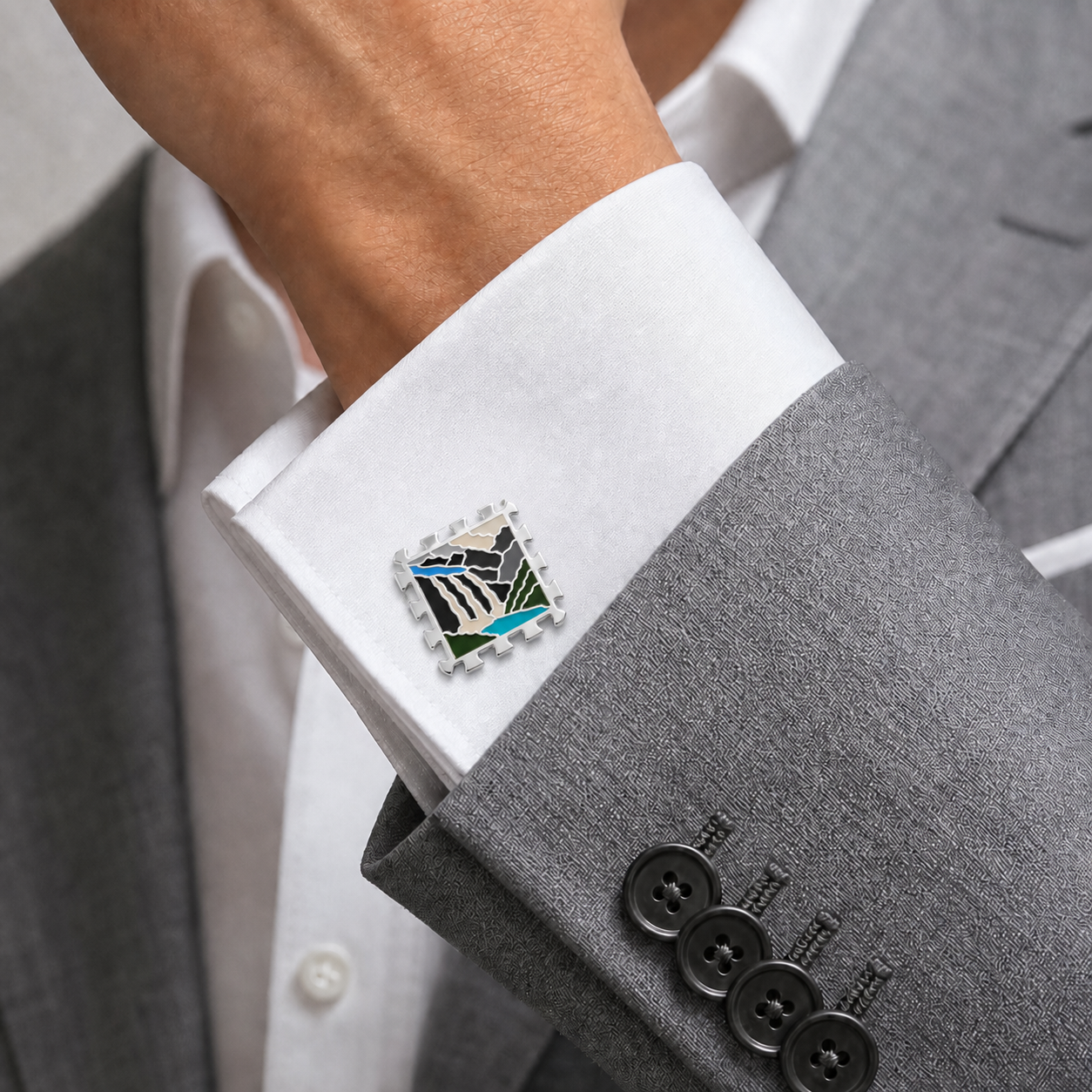As a lapel pin or cufflink